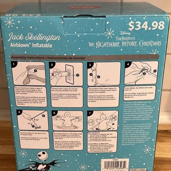 Jack Skellington Light Up Inflatable 5.5 FT Santa Nightmare Before Christmas - Picture 3 of 11